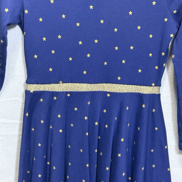 Girl's Mini Boden Navy Gold Star Long Sleeve Skater Dress Size 11-12Y Preppy - Picture 7 of 12